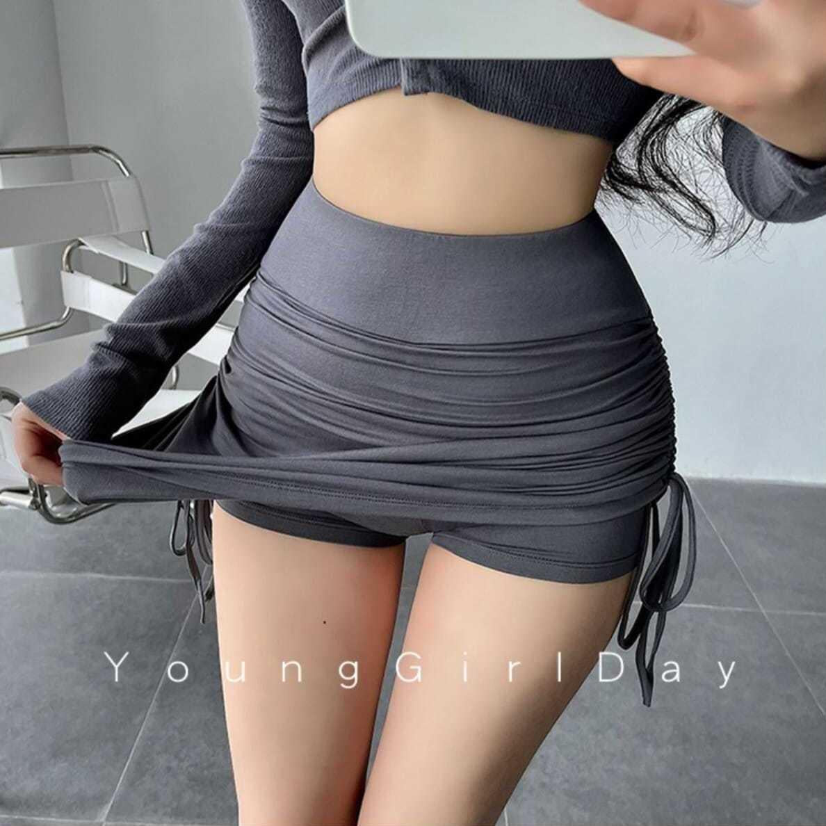 Women's Desire Bag Hip A- Line Drawstring Ruffle Skirt
