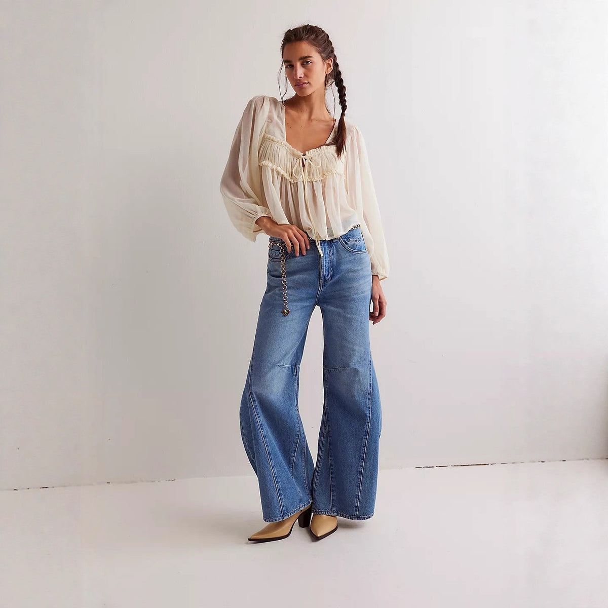 Women's Autumn Retro High Waist Wide Leg Women's Jeans