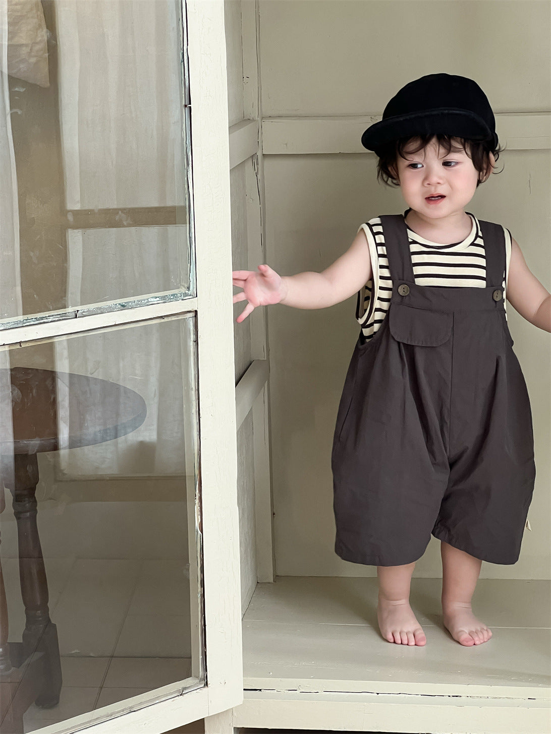 Children's Boy Summer Clothing Thin Clothes Korean Style Striped Children's Suit