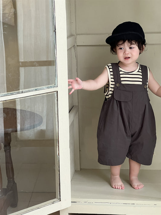 Children's Boy Summer Clothing Thin Clothes Korean Style Striped Children's Suit