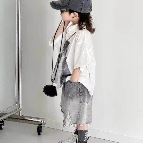 Children's Boys Summer Blouse Wear Fashion Korean Style Short Sleeve Children's Suit