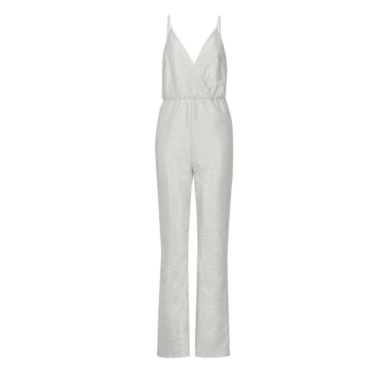 Women's Fashion Wear Sexy Tight Sequined Suspender Slim Fit Casual Pants