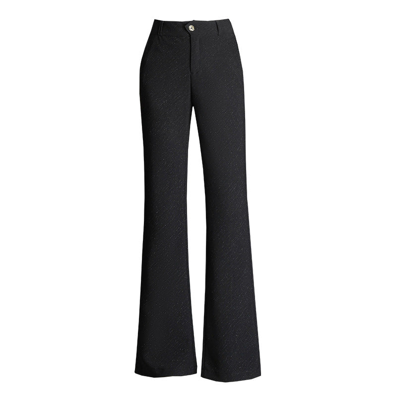 Women's Black Fashion High Waist Slimming Narrow Straight Casual Pants