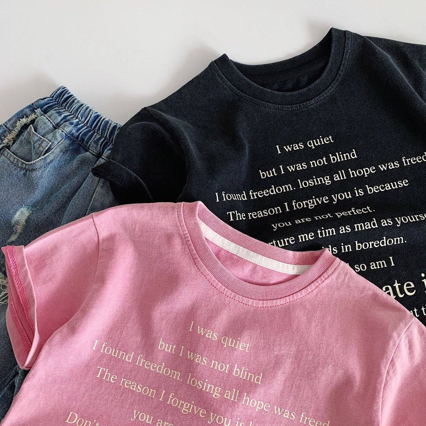Children's Short-sleeved Summer Boys Letters Round Neck Pullover Woven Clothing Children's T-shirt