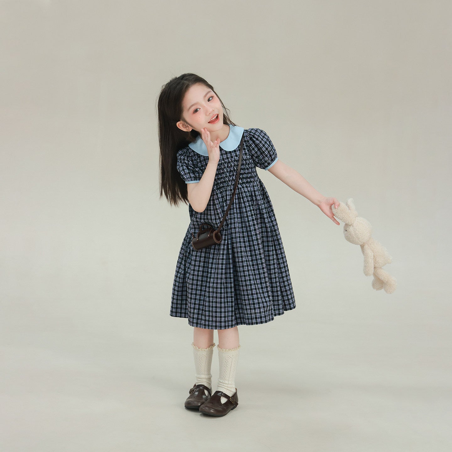 Children's Plaid Princess Short Sleeve Skirt Birthday Children's Dress