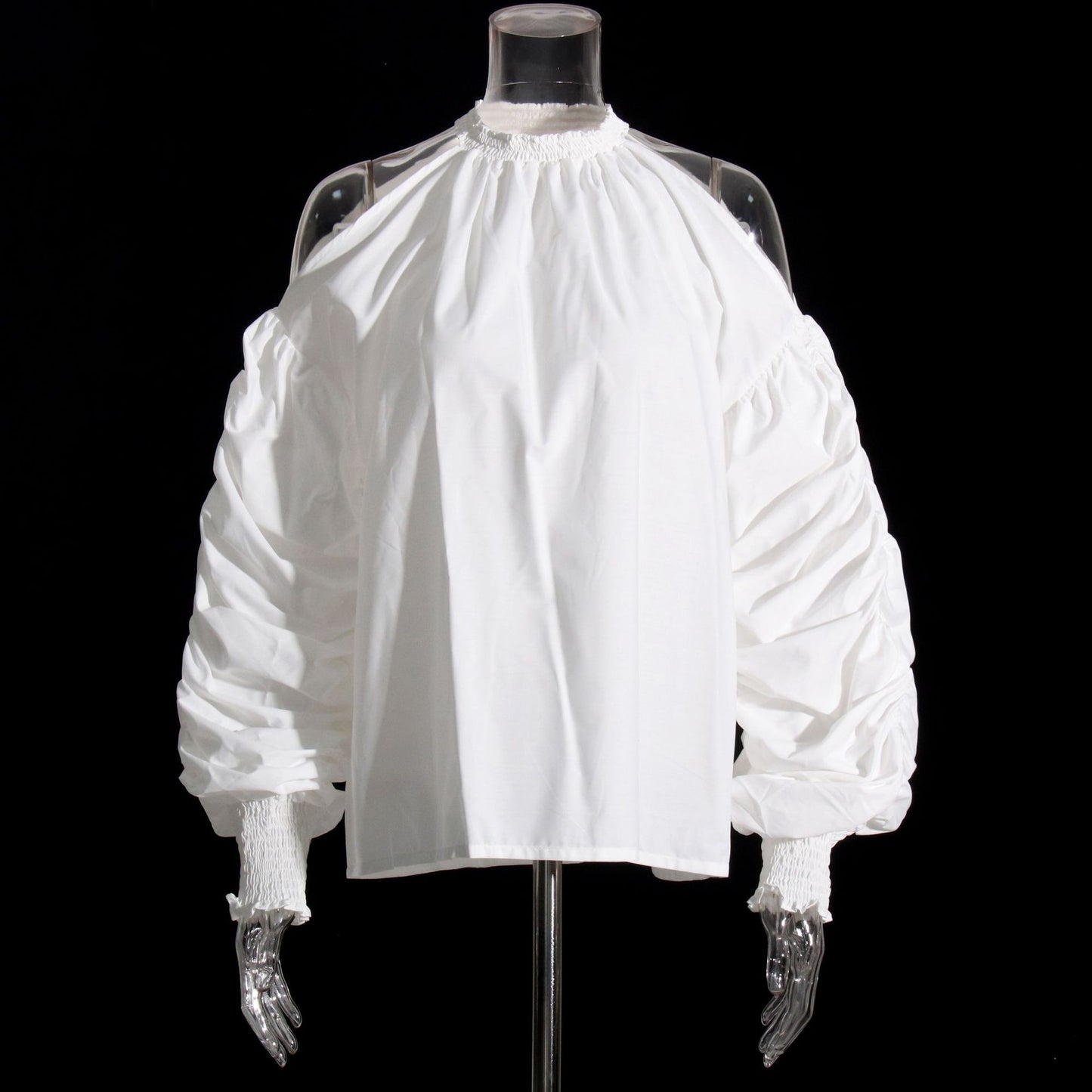 Women's Autumn High-grade Fashion Round Neck Lantern Sleeve Solid Color Loose Tops
