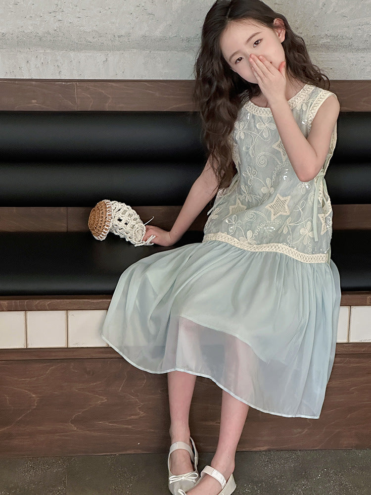Fake Two-piece Princess Medium Big Lightweight Children's Dress