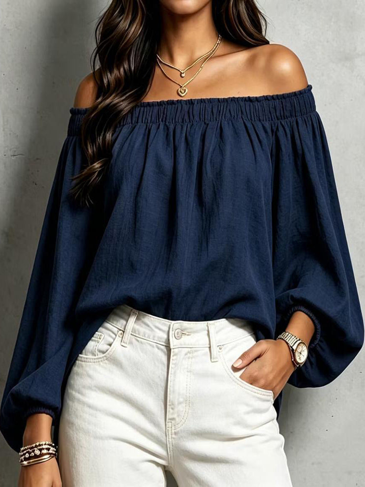 Sexy Elastic Loose Long Sleeve Shirt Bishop Blouse