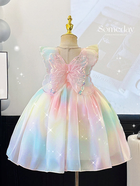 Wings Sling Flounced Sleeve Fashionable Stylish Princess Cute Performance Children's Dress
