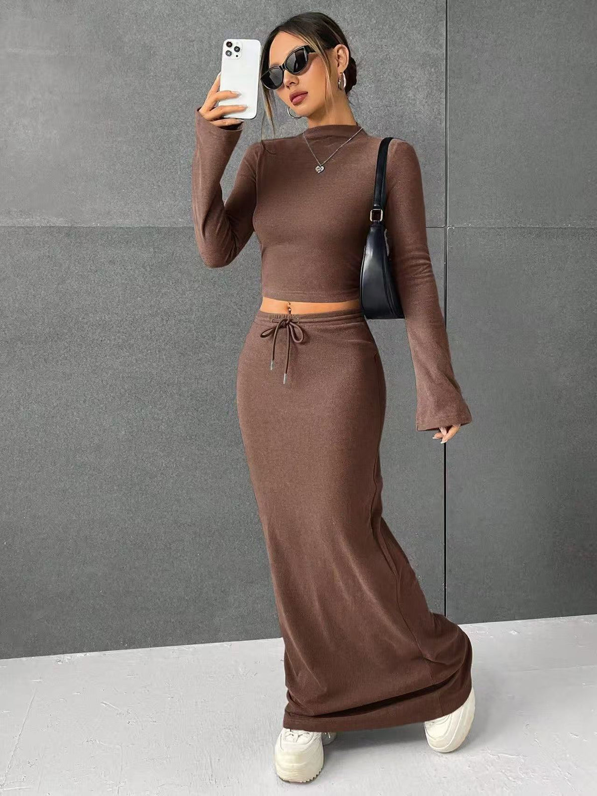 Women's Solid Color Long Sleeve Slim Base Suits