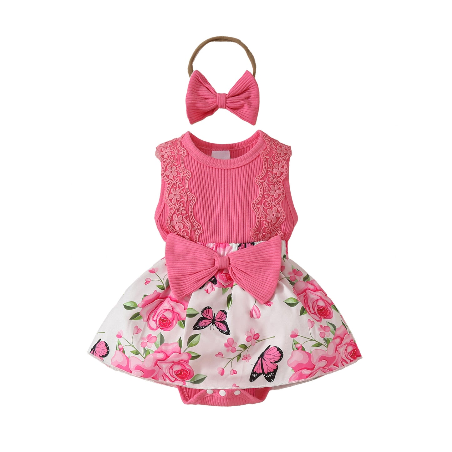 Sleeveless Triangle Gown Lace Big Bowknot Plaid Vest Jumpsuit, Climbing Suit