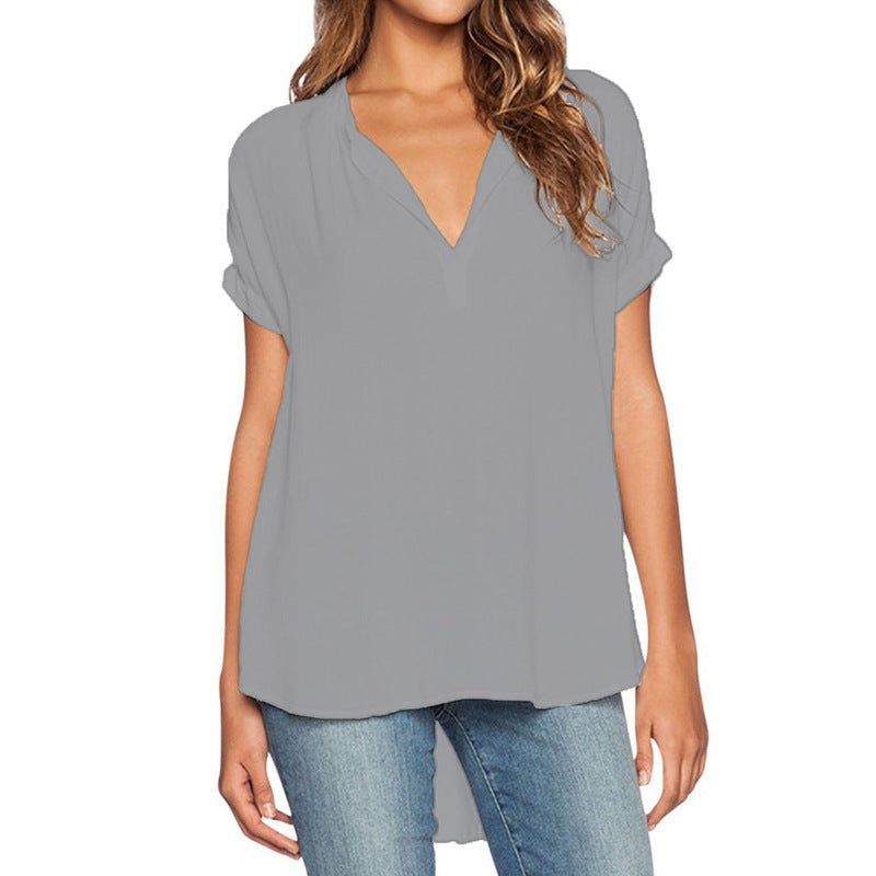 Women's Summer Fashion Wear Sleeve Front Back Long Loose Lace Shirt, Chiffon Shirt