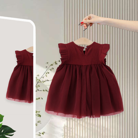 Children's Clothing Summer Thread Big Bow Flounced Sleeve Princess Yarn Children's Dress