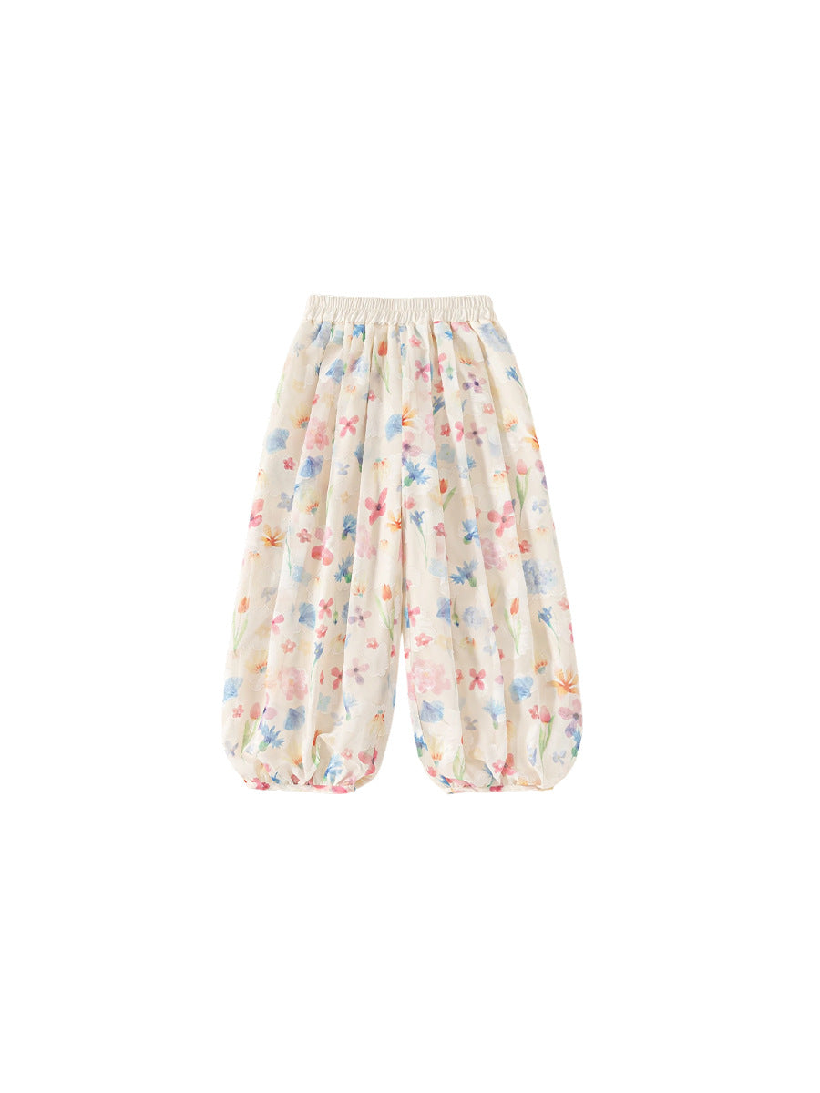 Children's Clothing Spring Flower Ankle Banded Colorful Anti Mosquito Children's Pants