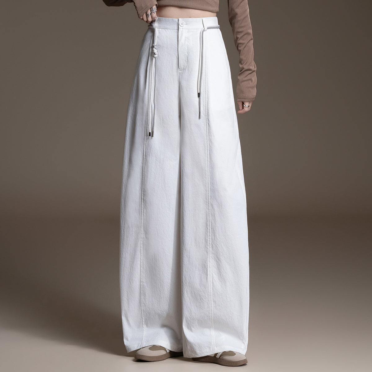 Women's Air Oblique White Wide Leg Spring Small Loose High Casual Pants