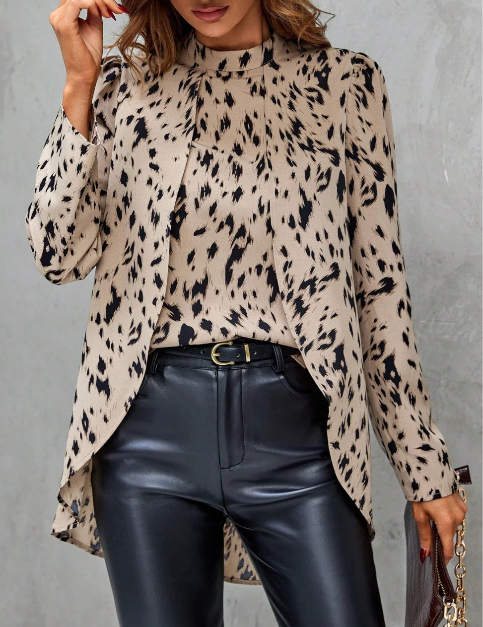 Lady Temperament Half Turtleneck Loose Long Sleeve Blouse