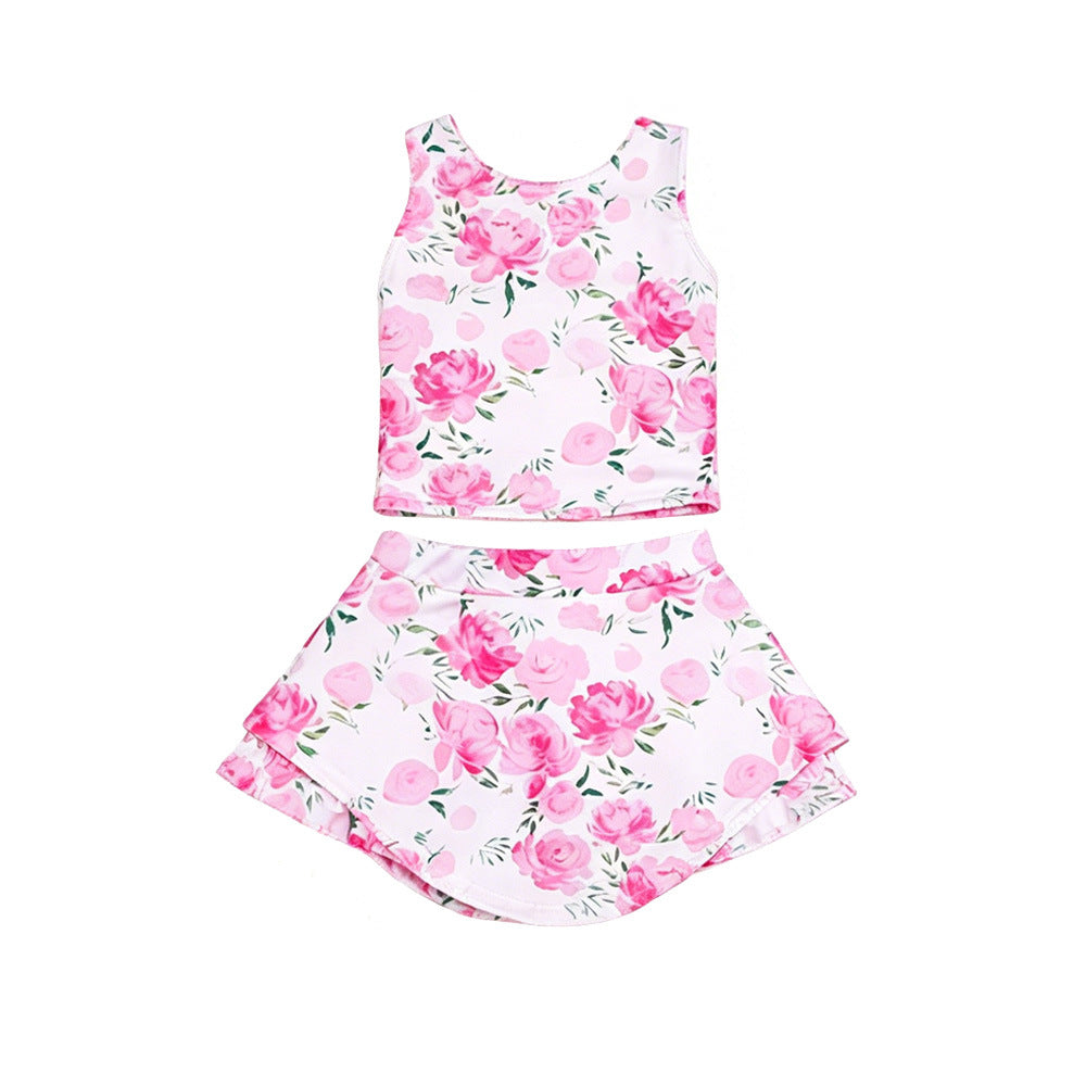 Children's Sports Tennis Skirt Printed Sleeveless Vest Clothing Summer Children's Suit