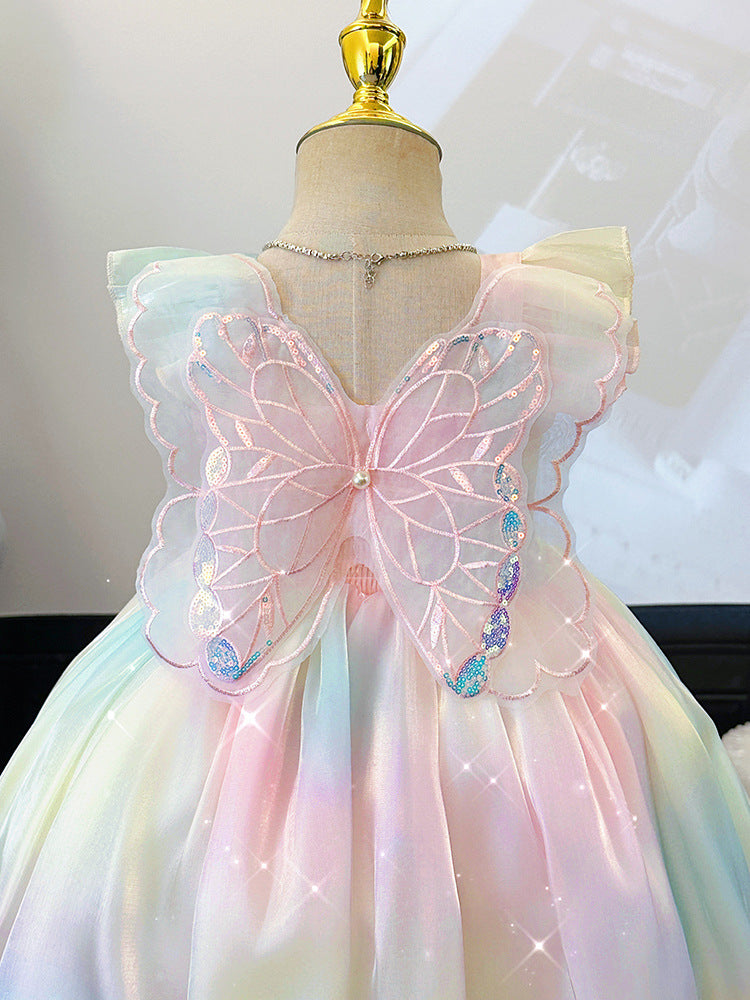 Wings Sling Flounced Sleeve Fashionable Stylish Princess Cute Performance Children's Dress