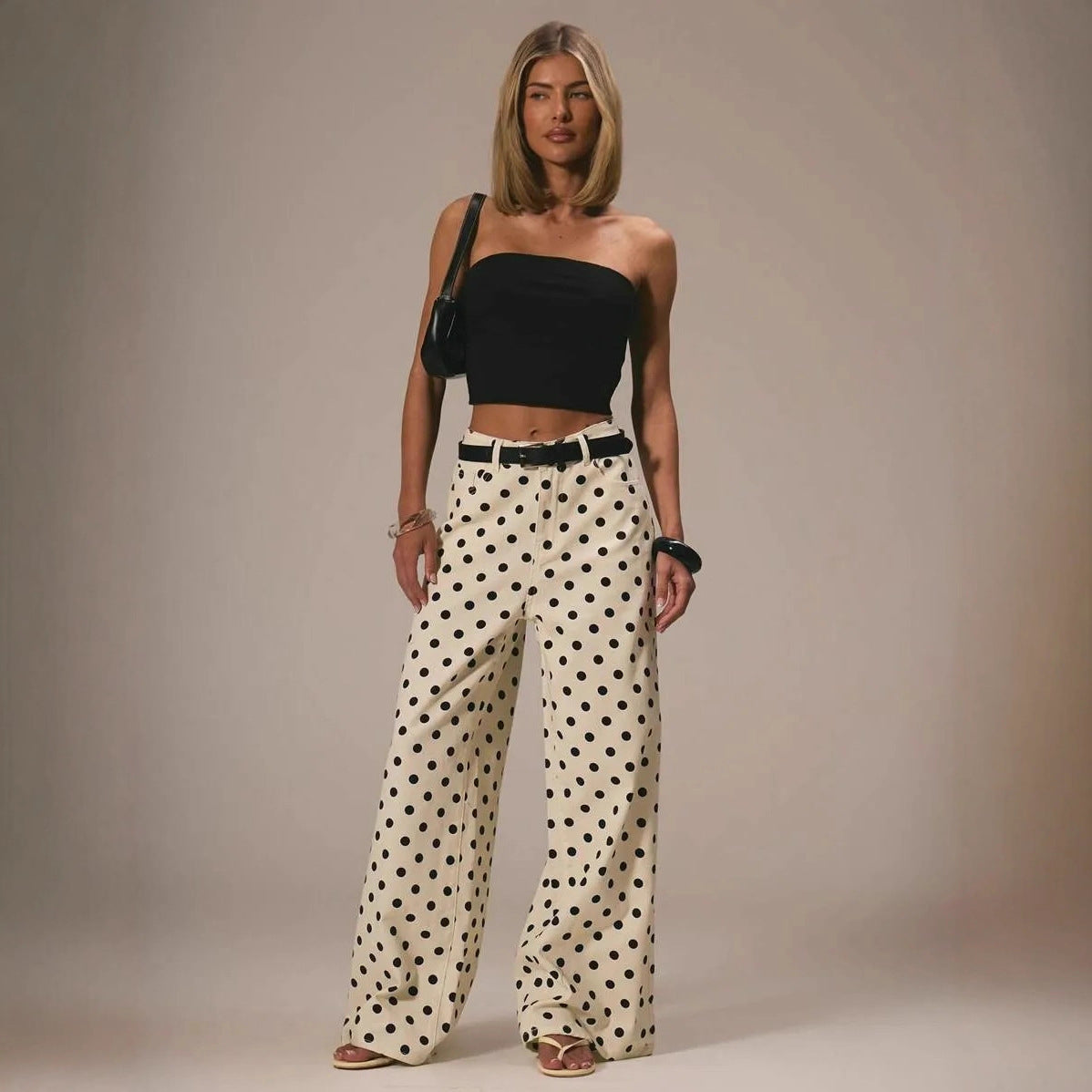 Women's Polka-dot Loose-fitting Casual Denim Trousers Polka Women's Jeans