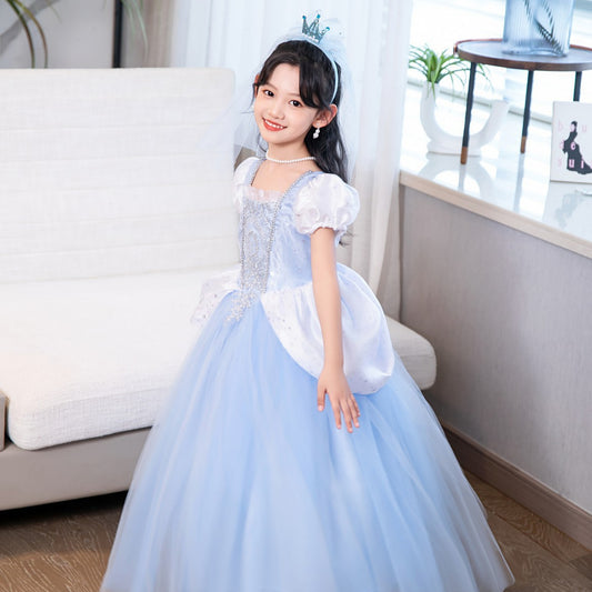 Children's Cinderella Princess Summer Frozen Puff Mesh Children's Dress