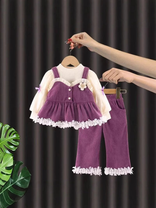 Clothes Casual Pants Three-piece Princess Suspender Children's Suit