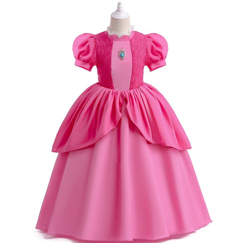 Children's Gown Bi Ji Princess Lace Stitching Puff Children's Dress