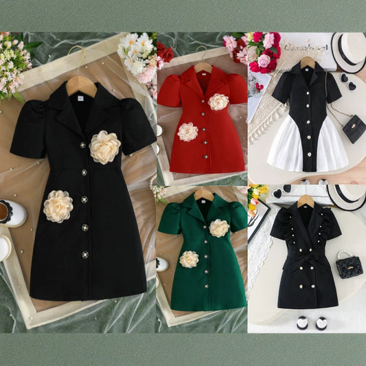 Summer Solid Color Short Sleeve Suit Predecessor Children's Dress