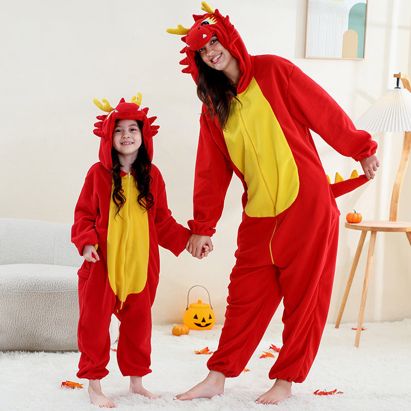 Cartoon Animal Shape Jumpsuit Polar Fleece Hooded Jumpsuit, Climbing Suit