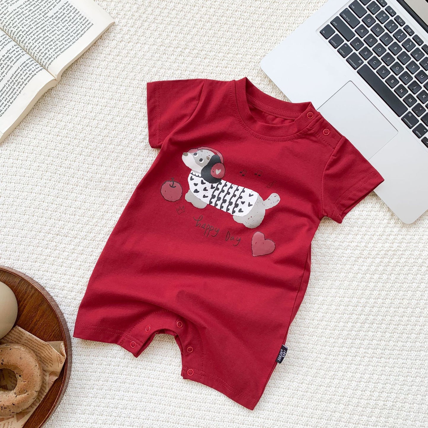 Children's Romper T-shirt Cartoon Printed Fashion Shorts Jumpsuit, Climbing Suit