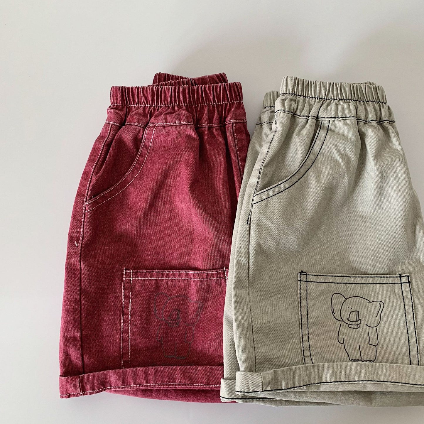 Children's Shorts Summer Korean Style Solid Color Faded Children's Pants