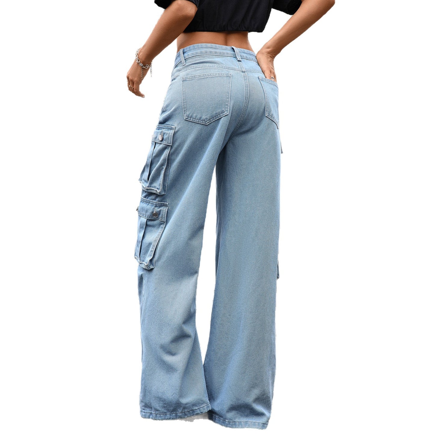 Women's Denim High Waist Straight Loose Wide Leg Women's Jeans