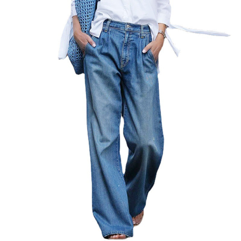 Women's High Waist Slimming Wide Leg Loose-fitting Mopping Pants