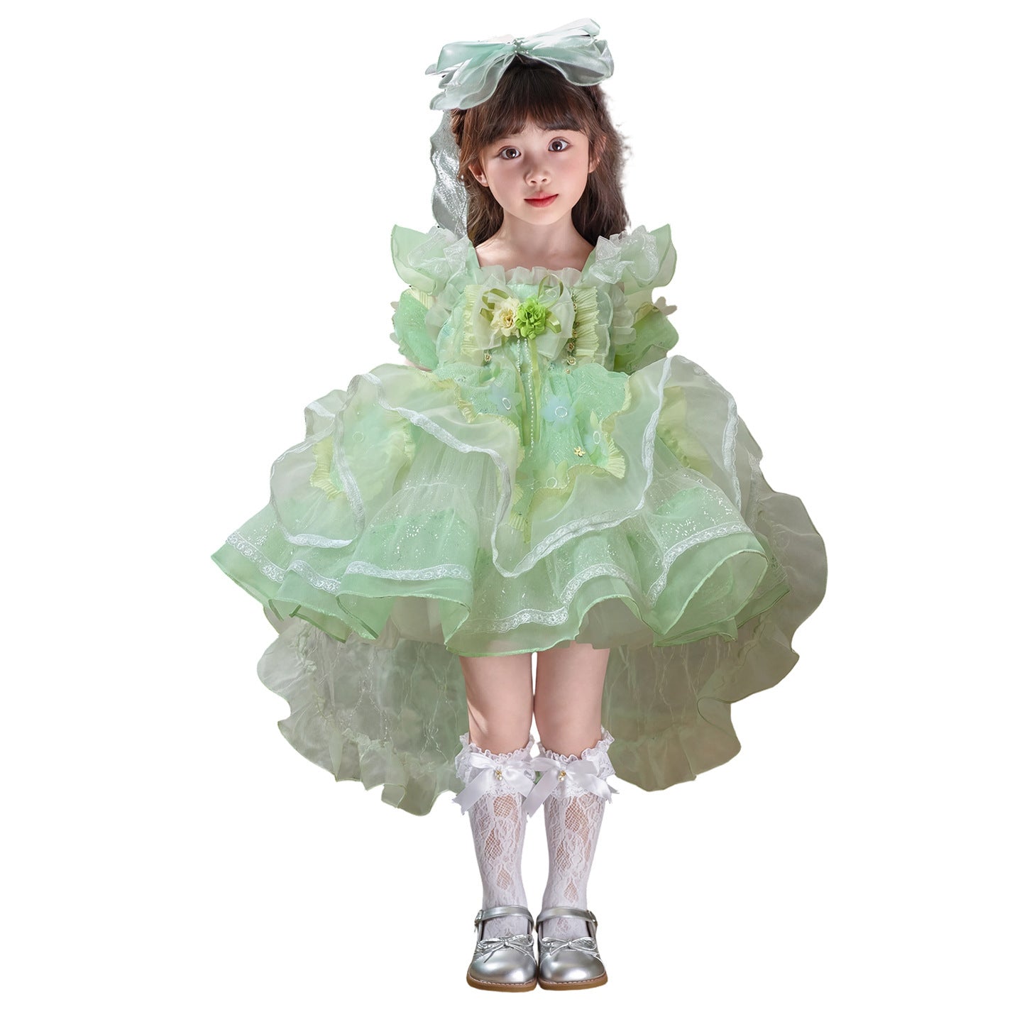 Princess Secret Garden Fruit Green Dopamine Children's Dress