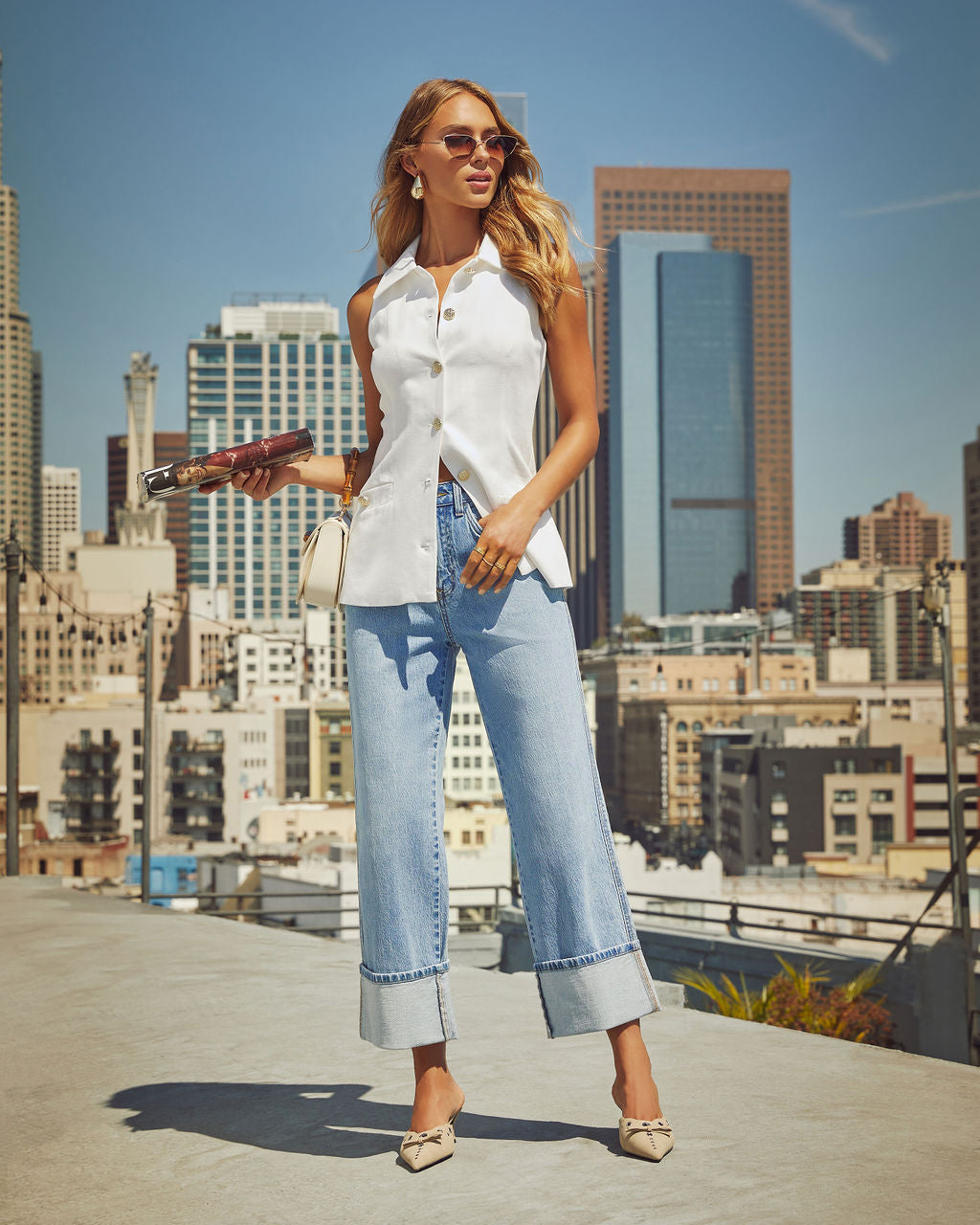 Women's Spring High Elastic Straight Quality Retro Waist Women's Jeans