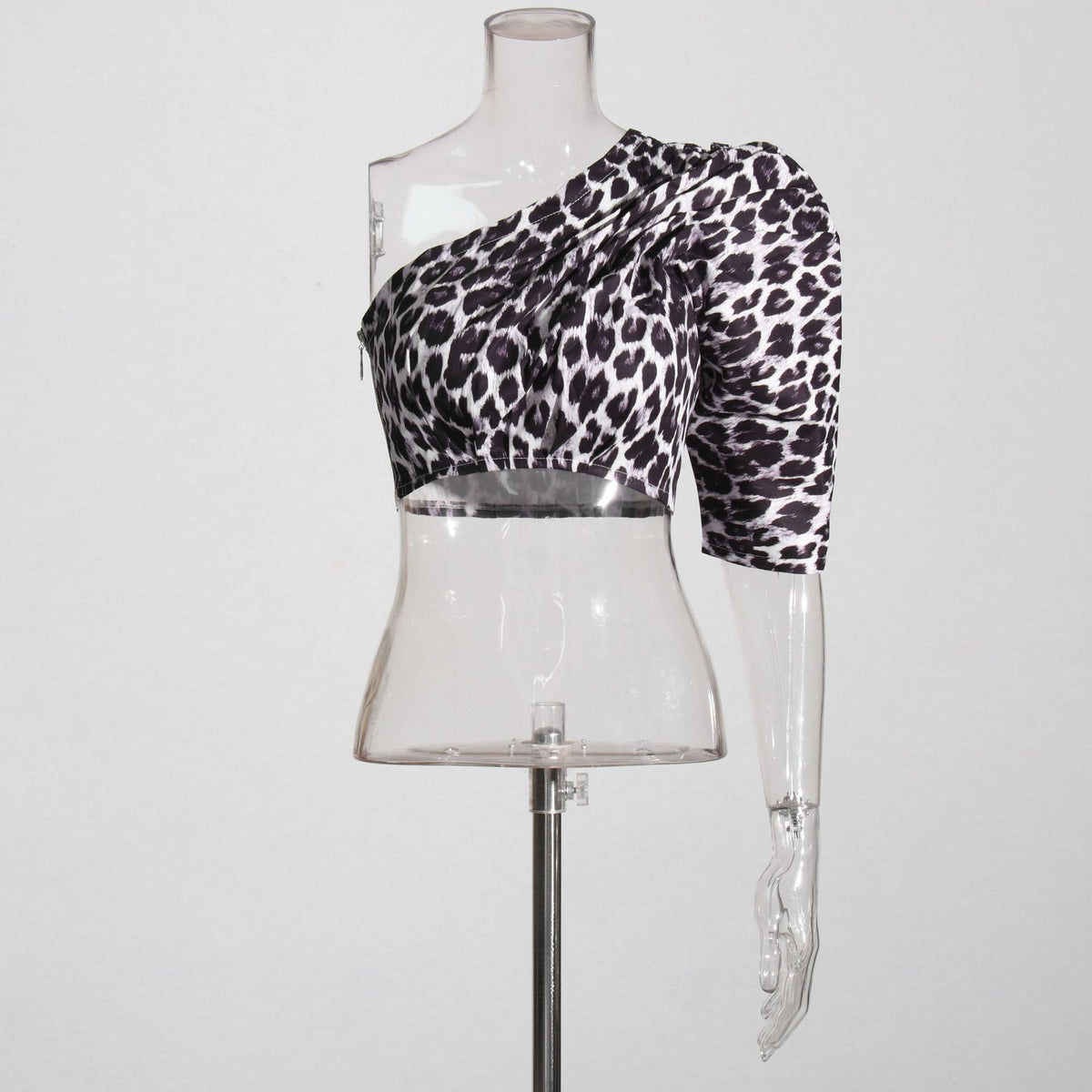 Women's Summer Sexy Leopard Print Irregular Sleeve Fashion Blouse