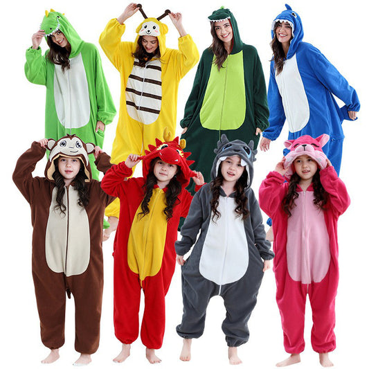 Cartoon Animal Shape Jumpsuit Polar Fleece Hooded Jumpsuit, Climbing Suit