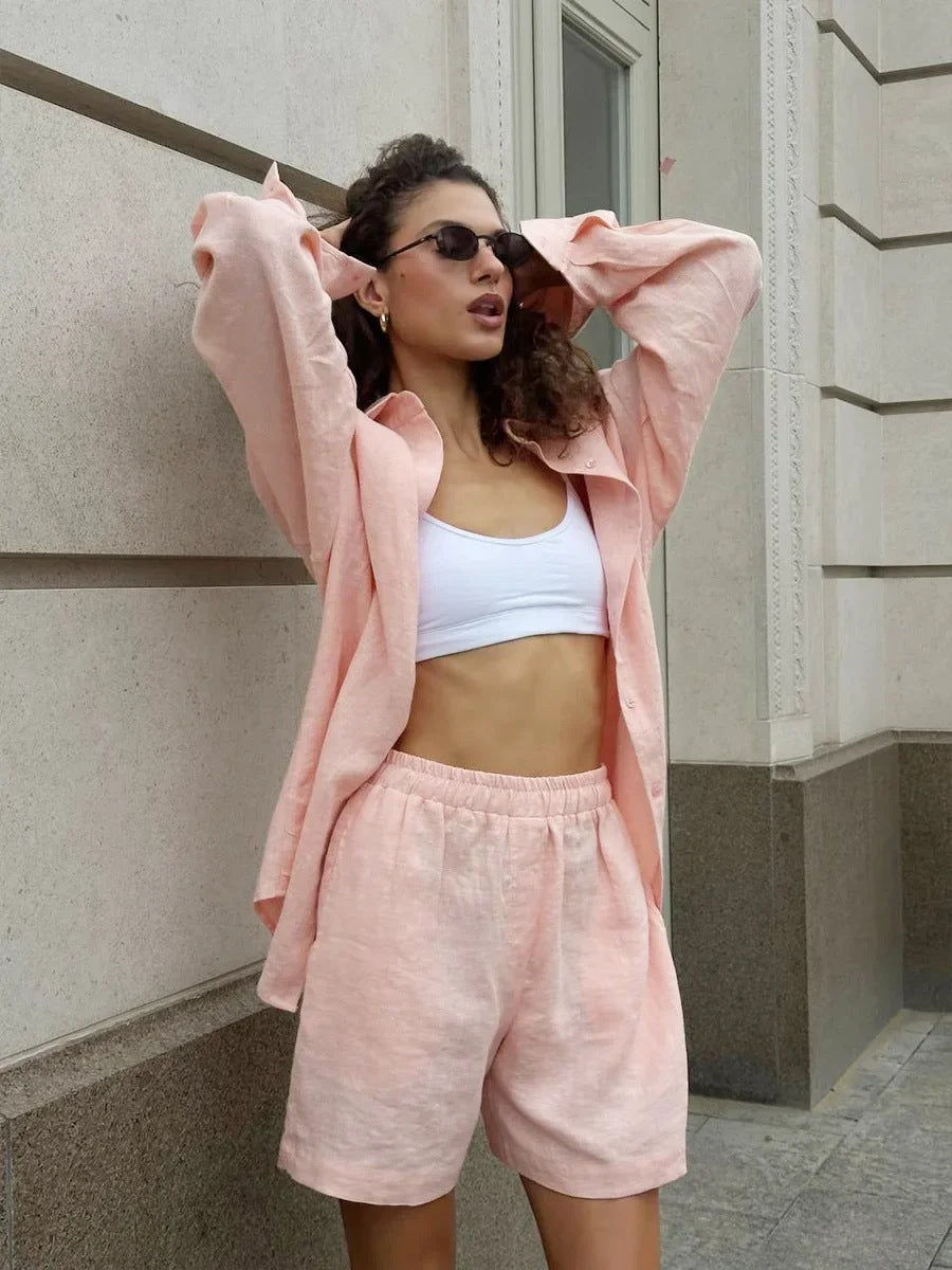 Women's Cotton Long Sleeve Outer Wear Simple Solid Color Suits