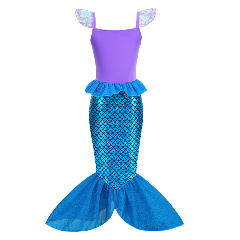 Flying Sleeve Sequins Western Style Sleeveless Princess Children's Dress