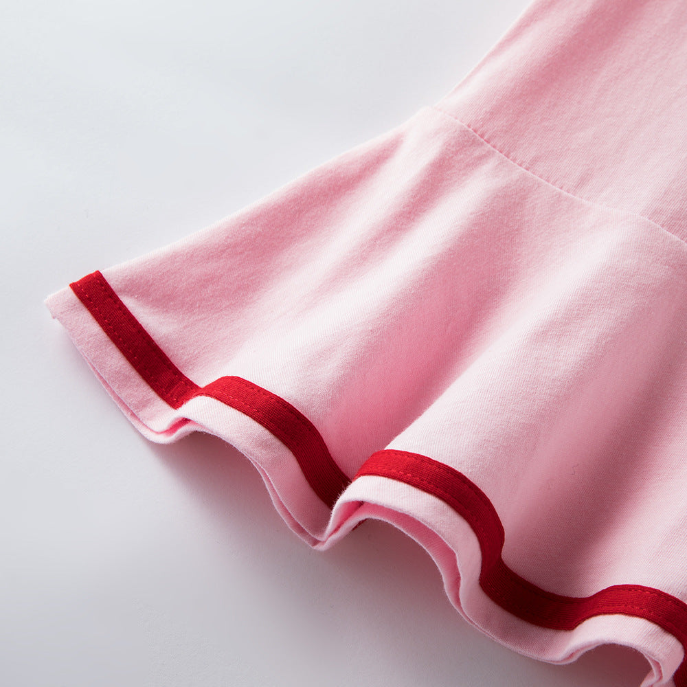Color Pure Cotton A- Line Skirt Short Children's Dress