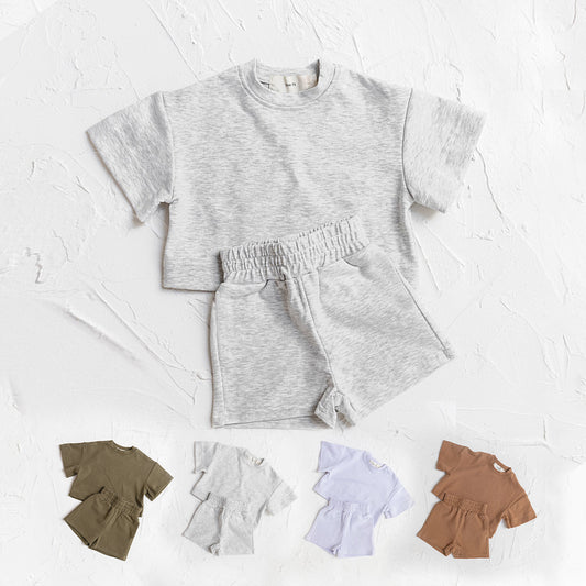 Sleeves For Infants Shorts Summer Wind Pure Color Soft Children's Suit