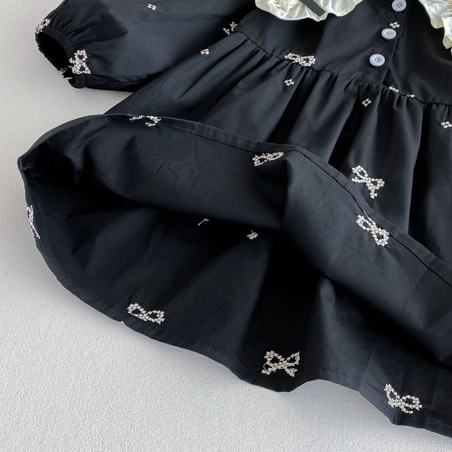 Children's Style Long Sleeve Bowknot Embroidered Princess Children's Dress