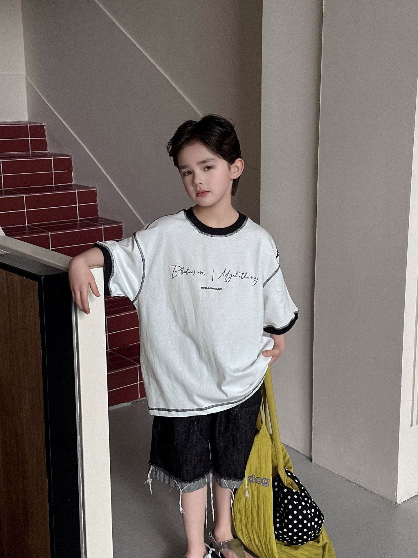 Children's Short-sleeved Summer Cotton Loose Stitching Half-sleeved Top Children's T-shirt