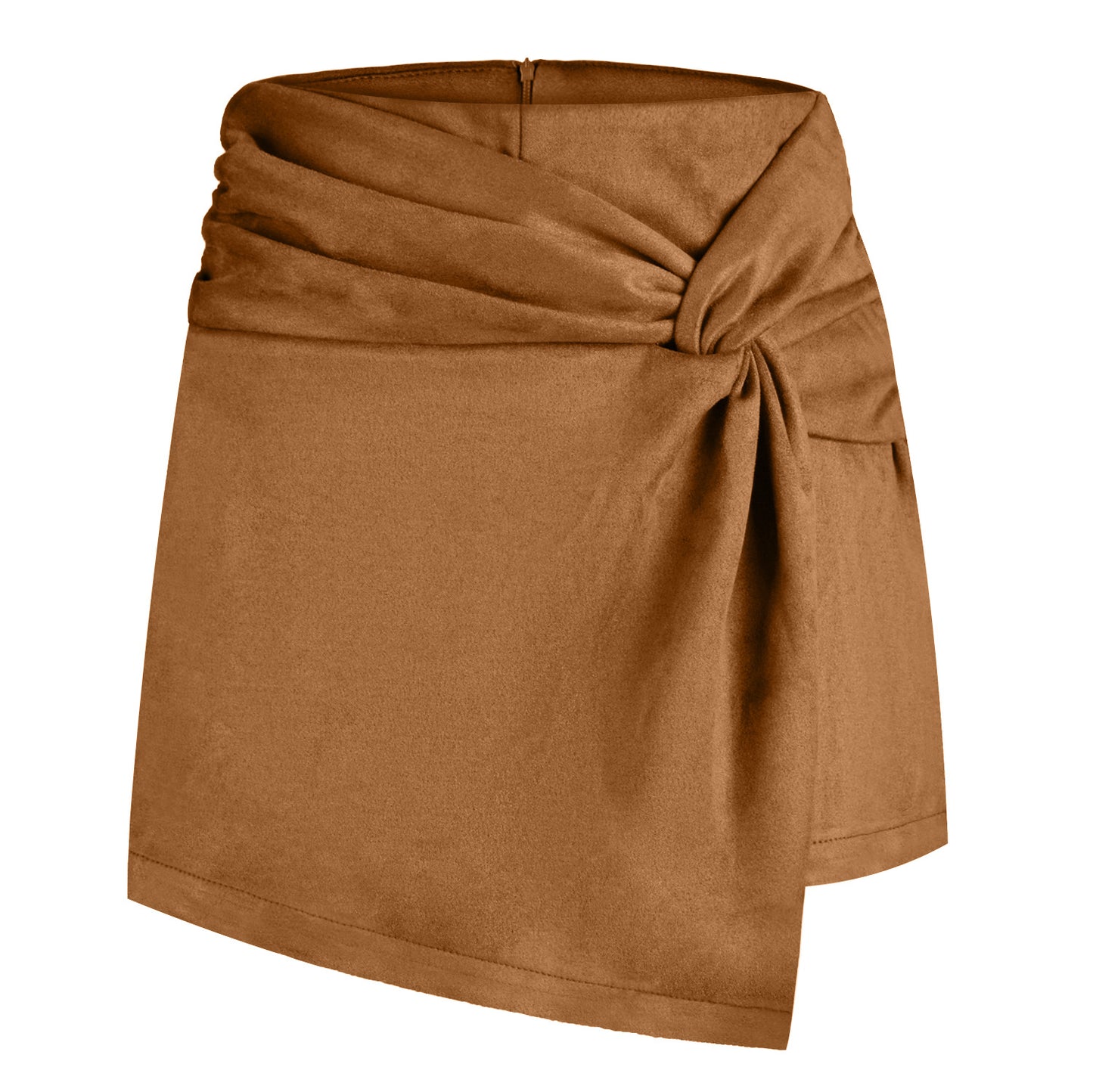 Women's Suede Kinked Heap Pleated Irregular Skirt