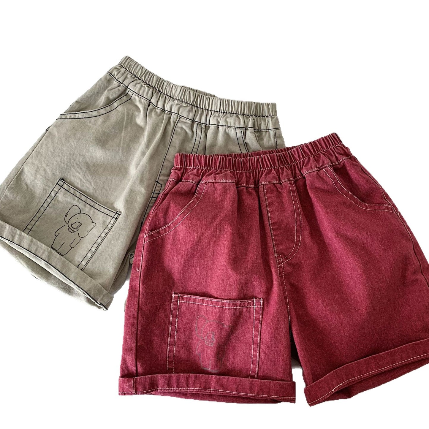 Children's Shorts Summer Korean Style Solid Color Faded Children's Pants
