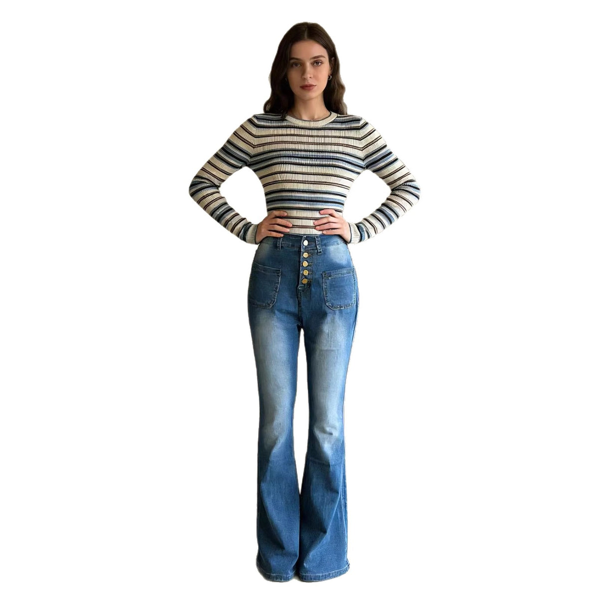 Women's Retro Casual Slimming Stretch Trousers Jeans