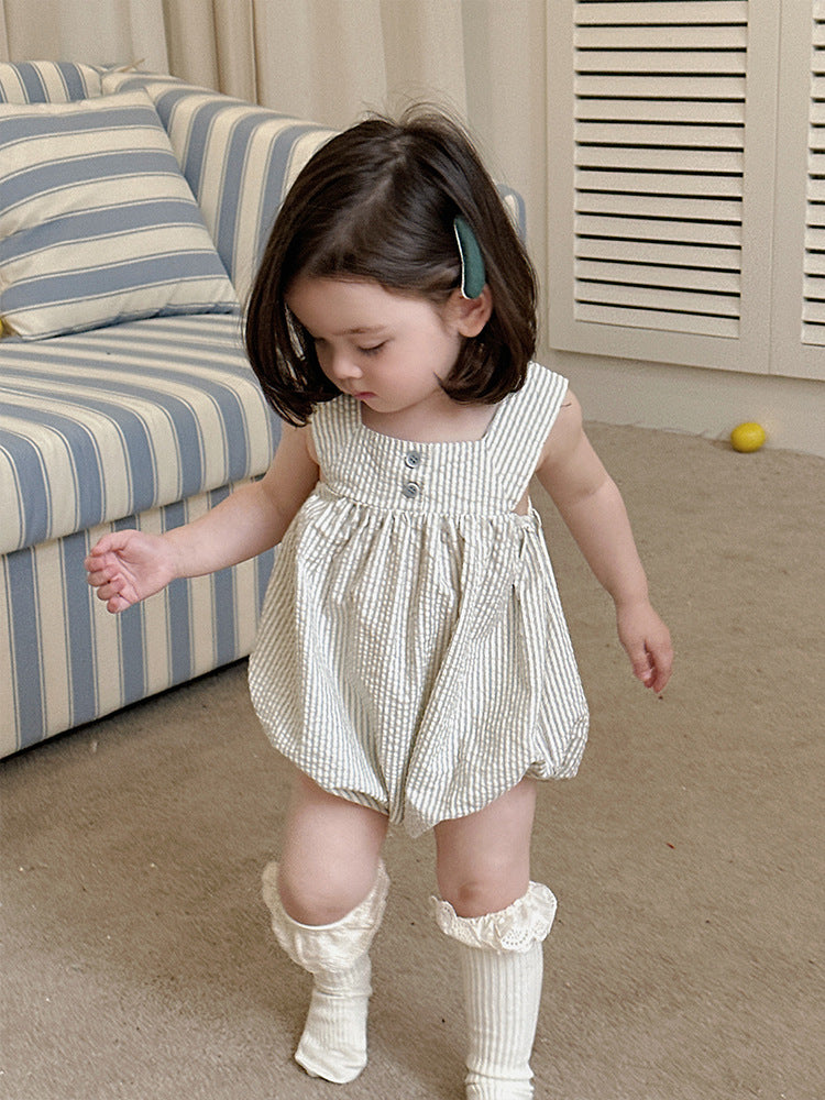 Children's Strap Summer Jumpsuit Korean Style Clothing Striped Sleeveless Jumpsuit, Climbing Suit