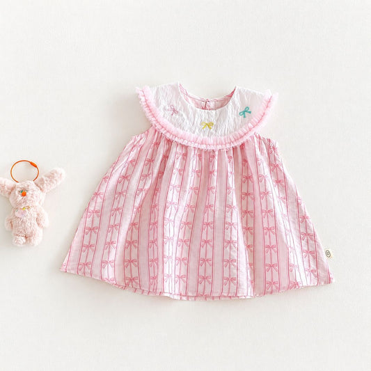 Children's Embroidered Princess Summer Cute Bow Korean Style Skirt Children's Dress