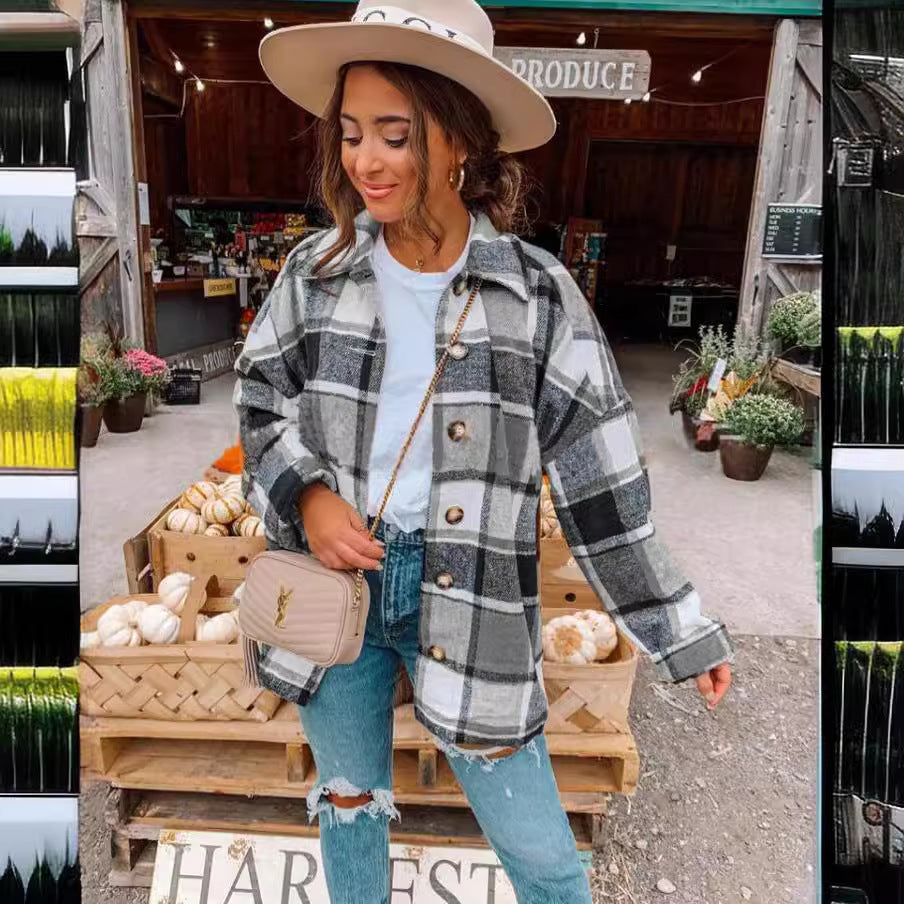 Women's Street Temperament Long Sleeve Lapel Loose Coats