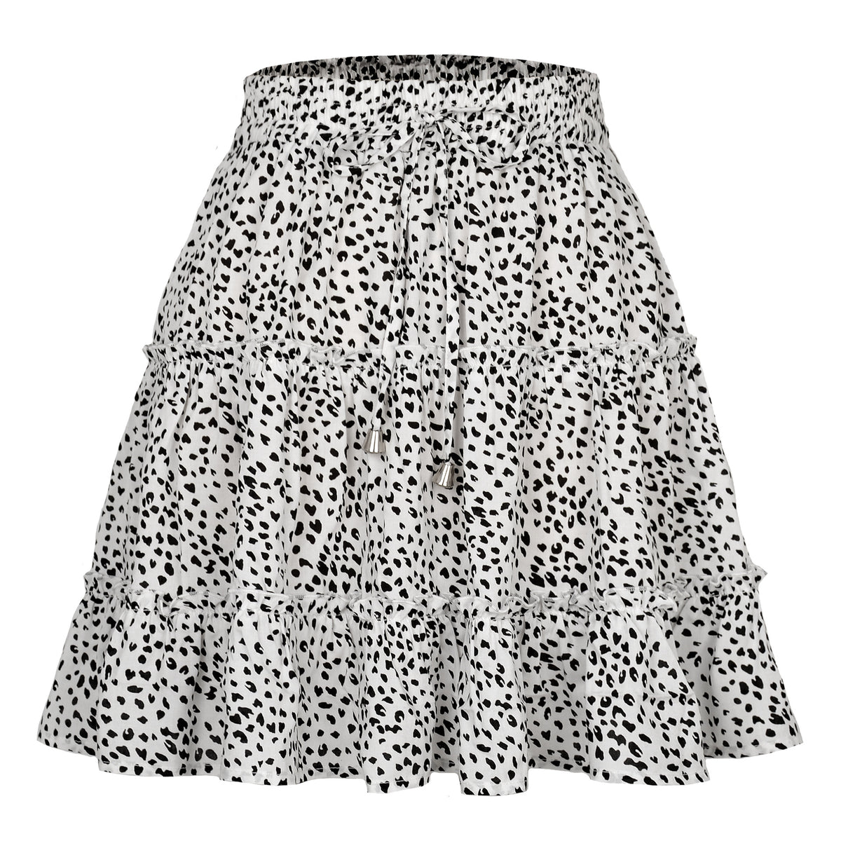Women's Summer High Waist Ruffles Floral A- Line Skirt