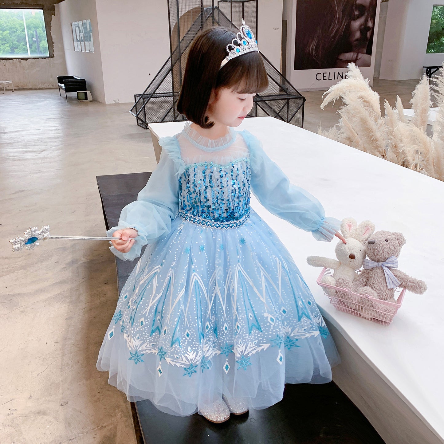 Children's Frozen Princess Aisha Long Sleeve Clothes Children's Dress